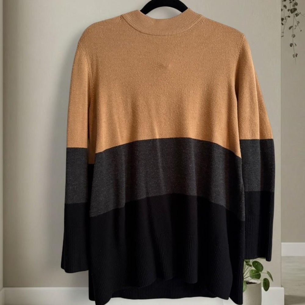 French Connection brown & black striped sweater with some piling Size M